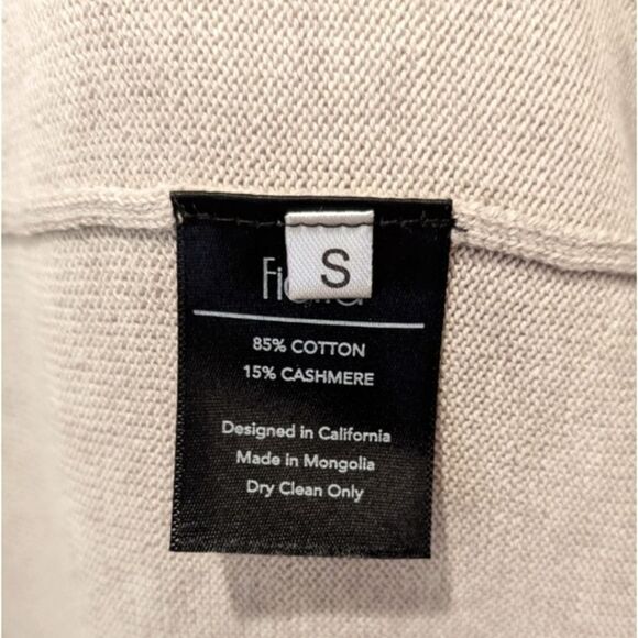 Fiorla Oversized Long Duster Tan Cotton & Cashmere Open Front Cardigan Women's S - Picture 5 of 5